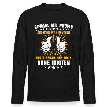 Profis Arbeiten Handwerker - Männer Premium Bio Langarmshirt - Schwarz - Vorne - Nico (187cm)