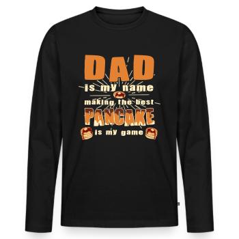 Papa est mon nom - Funny Pancake Maker - T-shirt manches longues Premium bio Homme - noir - Devant - Nico (187cm)