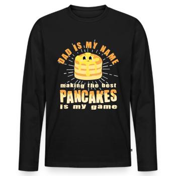 Papa est mon nom - Funny Pancake Maker - T-shirt manches longues Premium bio Homme - noir - Devant - Nico (187cm)
