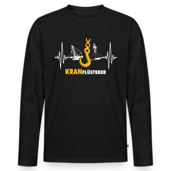 Kranführer EKG Kranfahrer Herzlinie - Männer Premium Bio Langarmshirt - Schwarz - Vorne - Nico (187cm)