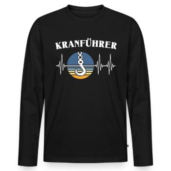 Kranführer EKG Kranfahrer Herzlinie - Männer Premium Bio Langarmshirt - Schwarz - Vorne - Nico (187cm)