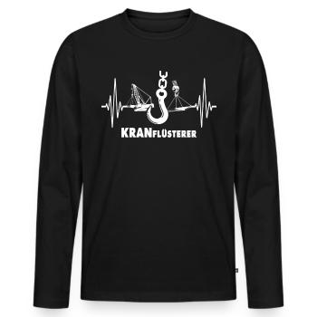 Kranführer EKG Kranfahrer Herzlinie - Männer Premium Bio Langarmshirt - Schwarz - Vorne - Nico (187cm)