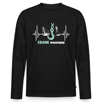 Kranführer EKG Kranfahrer Herzlinie - Männer Premium Bio Langarmshirt - Schwarz - Vorne - Nico (187cm)