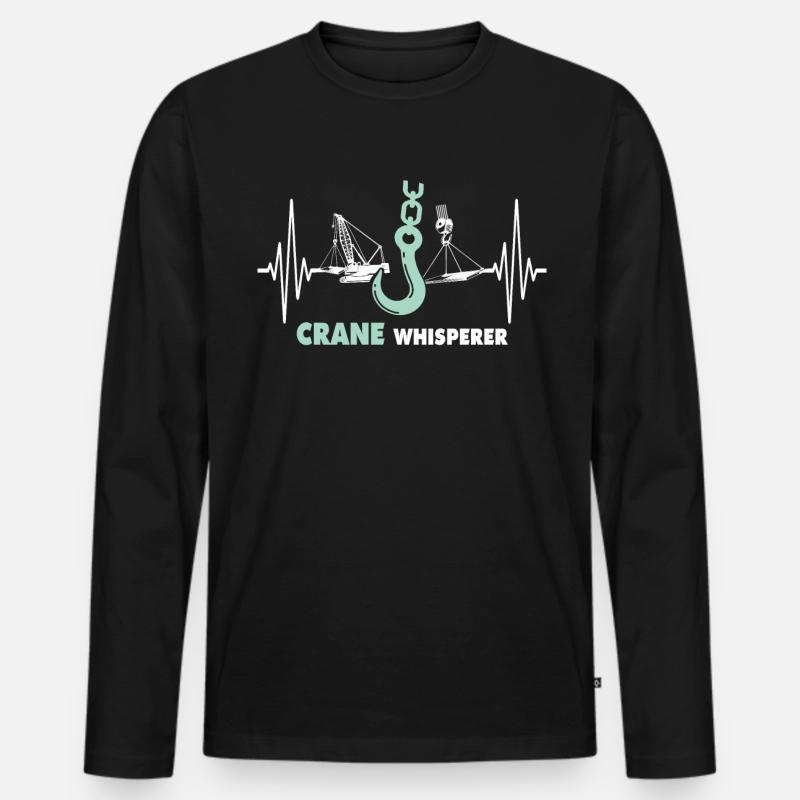 Kranführer EKG Kranfahrer Herzlinie - Männer Premium Bio Langarmshirt - Schwarz