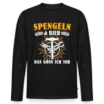 Spengler Sprüche Spengeln Bauspengler - Männer Premium Bio Langarmshirt - Schwarz - Vorne - Nico (187cm)