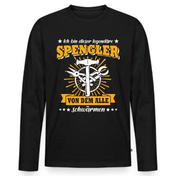 Spengler Sprüche Spengeln Bauspengler - Männer Premium Bio Langarmshirt - Schwarz - Vorne - Nico (187cm)