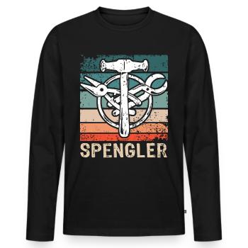 Spengler Spengeln Bauspengler - Männer Premium Bio Langarmshirt - Schwarz - Vorne - Nico (187cm)