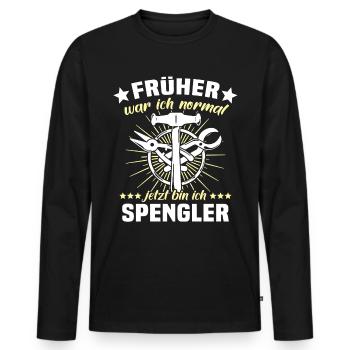 Spengler Spengeln Bauspengler - Männer Premium Bio Langarmshirt - Schwarz - Vorne - Nico (187cm)