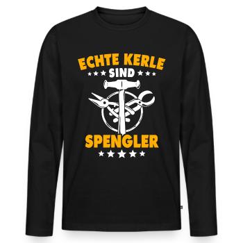 Spengler Spengeln Bauspengler - Männer Premium Bio Langarmshirt - Schwarz - Vorne - Nico (187cm)