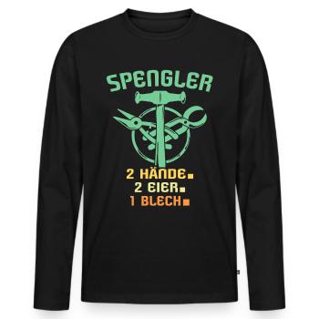 Spengler Spengeln Bauspengler - Männer Premium Bio Langarmshirt - Schwarz - Vorne - Nico (187cm)