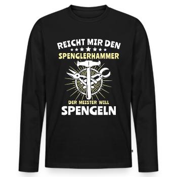 Spengler Spengeln Bauspengler - Männer Premium Bio Langarmshirt - Schwarz - Vorne - Nico (187cm)