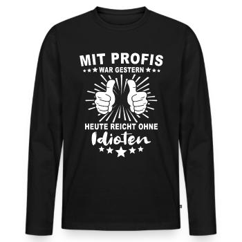 Profis Arbeiten Handwerker - Männer Premium Bio Langarmshirt - Schwarz - Vorne - Nico (187cm)