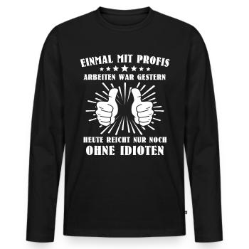 Profis Arbeiten Handwerker - Männer Premium Bio Langarmshirt - Schwarz - Vorne - Nico (187cm)