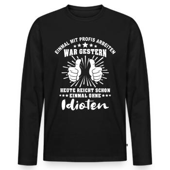 Profis Arbeiten Handwerker - Männer Premium Bio Langarmshirt - Schwarz - Vorne - Nico (187cm)
