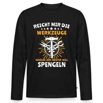 Spengler Sprüche Bauspengler - Männer Premium Bio Langarmshirt - Schwarz - Vorne - Nico (187cm)