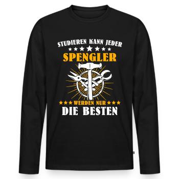 Spengler Sprüche Bauspengler - Männer Premium Bio Langarmshirt - Schwarz - Vorne - Nico (187cm)