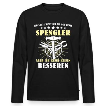 Bester Spengler Sprüche Bauspengler - Männer Premium Bio Langarmshirt - Schwarz - Vorne - Nico (187cm)