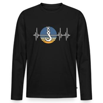 Opérateur de grue ECG Conducteur de grue Heartline - T-shirt manches longues Premium bio Homme - noir - Devant - Nico (187cm)