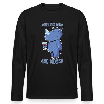 Mischen Sie Nicht Wein Und Weiblichen Nashornwitz - Männer Premium Bio Langarmshirt - Schwarz - Vorne - Nico (187cm)