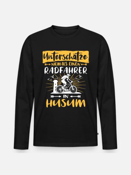 Husum Fahrrad Husumer Radfahrer - Männer Premium Bio Langarmshirt - Schwarz