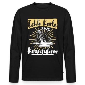 Kranführer Sprüche Kran Kranfahrer - Männer Premium Bio Langarmshirt - Schwarz - Vorne - Nico (187cm)