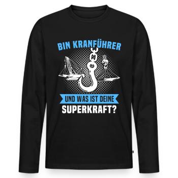 Kranführer Superkraft Kran Kranfahrer - Männer Premium Bio Langarmshirt - Schwarz - Vorne - Nico (187cm)