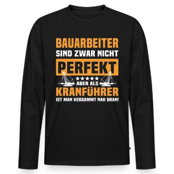 Kranführer Bauarbeiter Kran Kranfahrer - Männer Premium Bio Langarmshirt - Schwarz - Vorne - Nico (187cm)