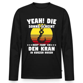 Kranführer Sprüche Kran Kranfahrer - Männer Premium Bio Langarmshirt - Schwarz - Vorne - Nico (187cm)