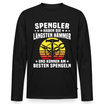 Spengler Bauspengler Spengeln - Männer Premium Bio Langarmshirt - Schwarz - Vorne - Nico (187cm)