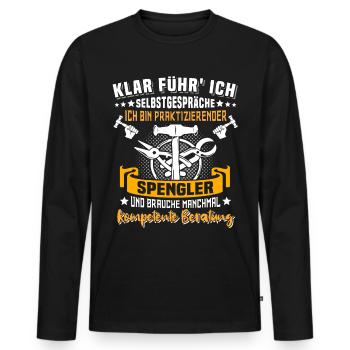 Spengler Bauspengler Spengeln - Männer Premium Bio Langarmshirt - Schwarz - Vorne - Nico (187cm)