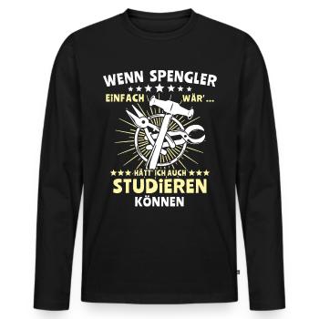Spengler Bauspengler Spengeln - Männer Premium Bio Langarmshirt - Schwarz - Vorne - Nico (187cm)