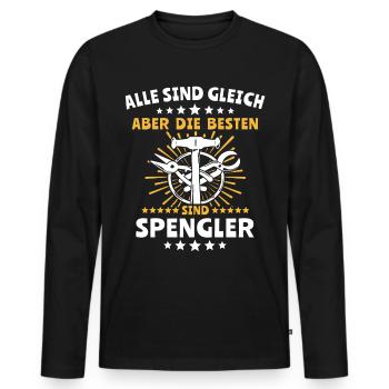 Spengler Bauspengler Spengeln - Männer Premium Bio Langarmshirt - Schwarz - Vorne - Nico (187cm)
