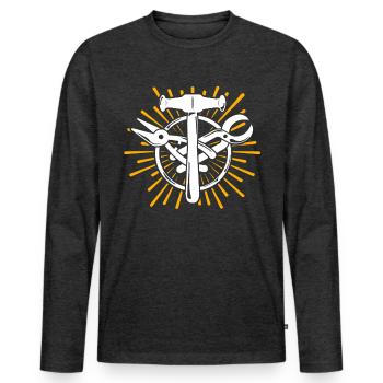 Spengler guild sign Bauspengler - Men's Premium Organic Long Sleeve Shirt - heather anthracite - Front - Nico (187cm)