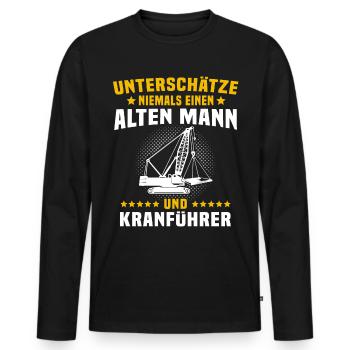 Kranführer Kran Kranfahrer - Männer Premium Bio Langarmshirt - Schwarz - Vorne - Nico (187cm)