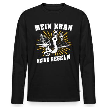 Kranführer Kran Kranfahrer - Männer Premium Bio Langarmshirt - Schwarz - Vorne - Nico (187cm)