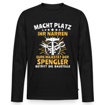 Spengler Spengeln Bauspengler - Männer Premium Bio Langarmshirt - Schwarz - Vorne - Nico (187cm)