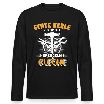 Spengler Spengeln Bauspengler - Männer Premium Bio Langarmshirt - Schwarz - Vorne - Nico (187cm)