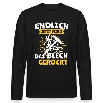 Spengler Spengeln Bauspengler - Männer Premium Bio Langarmshirt - Schwarz - Vorne - Nico (187cm)