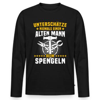 Spengler Spengeln Bauspengler - Männer Premium Bio Langarmshirt - Schwarz - Vorne - Nico (187cm)