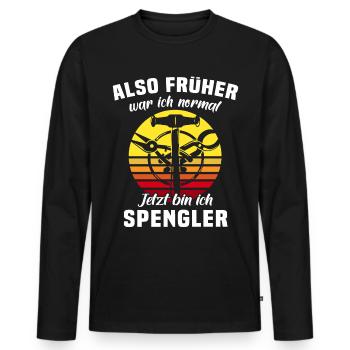 Spengler Spengeln Bauspengler - Männer Premium Bio Langarmshirt - Schwarz - Vorne - Nico (187cm)