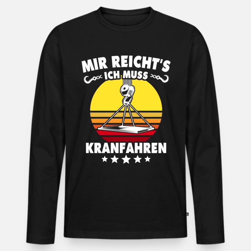 Kranführer Raupenkran Kranfahrer - Männer Premium Bio Langarmshirt - Schwarz