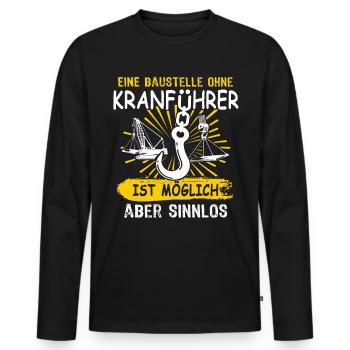 Kranführer Raupenkran Kranfahrer - Männer Premium Bio Langarmshirt - Schwarz - Vorne - Nico (187cm)