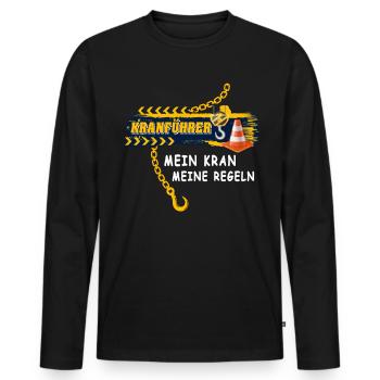 Kranführer Raupenkran Kranfahrer - Männer Premium Bio Langarmshirt - Schwarz - Vorne - Nico (187cm)