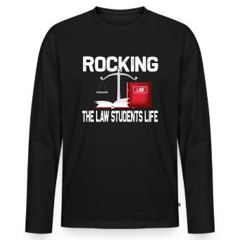 Rocking The Law Life - Drôle de faculté de droit - T-shirt manches longues Premium bio Homme - noir - Devant - Nico (187cm)