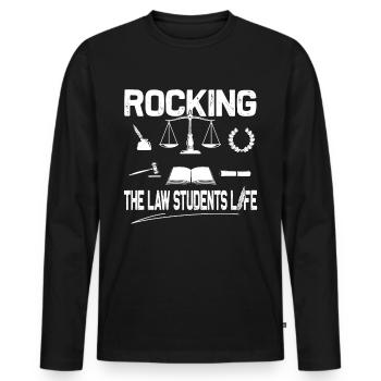 Rocking The Law Life - Drôle de faculté de droit - T-shirt manches longues Premium bio Homme - noir - Devant - Nico (187cm)