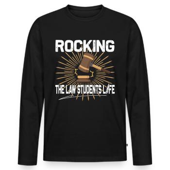 Rocking The Law Life - Drôle de faculté de droit - T-shirt manches longues Premium bio Homme - noir - Devant - Nico (187cm)