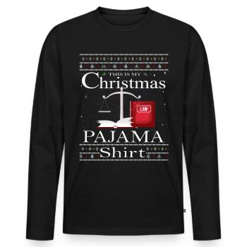 Funny Christmas lawyer pajamas - Men's Premium Organic Long Sleeve Shirt - black - Front - Nico (187cm)