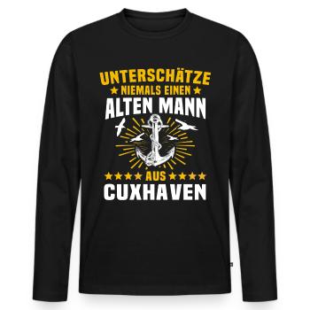 Cuxhaven Männer Cuxhavener Mann - Männer Premium Bio Langarmshirt - Schwarz - Vorne - Nico (187cm)
