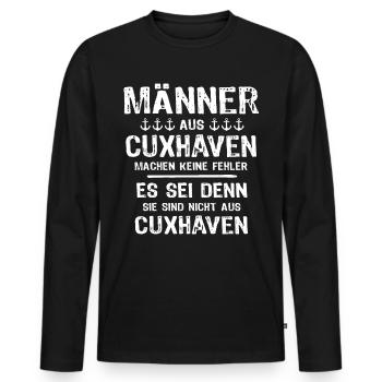 Cuxhaven Männer Cuxhavener Mann - Männer Premium Bio Langarmshirt - Schwarz - Vorne - Nico (187cm)