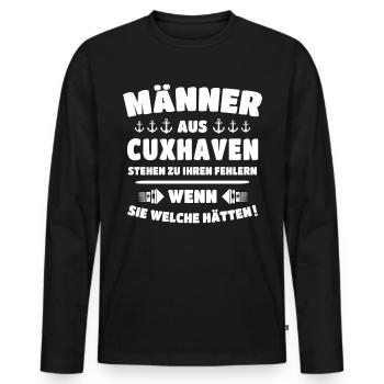 Cuxhaven Männer Cuxhavener Mann - Männer Premium Bio Langarmshirt - Schwarz - Vorne - Nico (187cm)